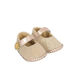 Neska Moda 6 To 12 Months Newborn Baby Girls Belly Shoe Fancy Partywear Soft Baby Sandal Booties (Toe to Heel Length - 12 cm, Gold)-picture-18