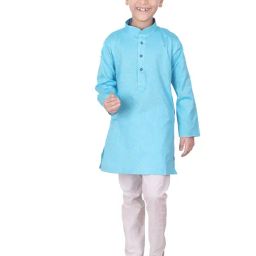 Pro-Ethic Style Developer Kids Light Blue & White Printed Full Sleeves Kurta with Pyjamas-picture-26