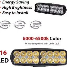 SHOP4U High Power 16 LEd White Bar Fog Light for Off-Roading & Highway Driving for Bikes/Scooty image 3