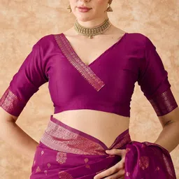 Desi Fusion Ethnic Motifs Woven Design Zari Saree image 3