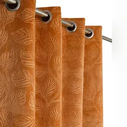 B' Decorlish Gold-Toned Set of 2 Floral Room Darkening Long Door Curtain image 4