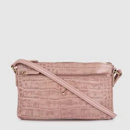 Hidesign Women Pink Animal Textured Leather Structured Sling Bag-picture-48