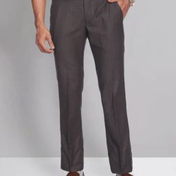 AD by Arvind Dark Brown Regular Fit Flat Front Trousers-picture-4