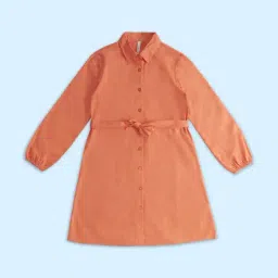 Pantaloons Junior Orange Cotton Regular Fit Full Sleeves Dress-image-39
