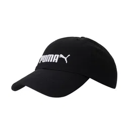Puma Unisex Black & White Brand Logo Embroidered Visor Cap image 2