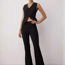 Trendyol Women Solid Bootcut Mid Rise Zip Trousers-picture-29