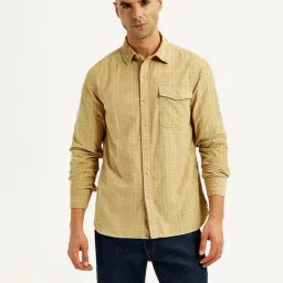 Levi's Khaki Cotton Slim Fit Checks Shirt-picture-23
