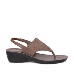 Bata Women's Brown Sling Back Wedges-image-82