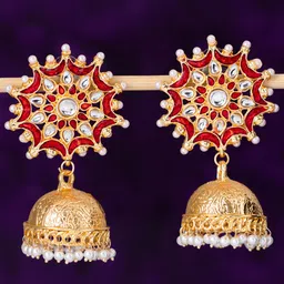 Sukkhi Gold-Plated Dome Shaped Jhumkas image 1