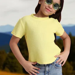 BAESD Girls Checked Round Neck Regular Sleeves Crop Top-picture-20