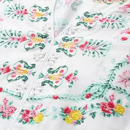 WISHFUL by W Women White & Green Printed A-Line Kurta image 3