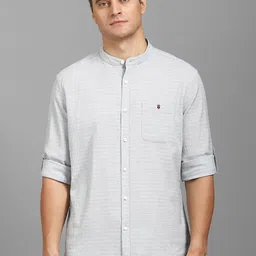 Louis Philippe Jeans Men Slim Fit Band Collar Striped Cotton Casual Shirt-picture-21