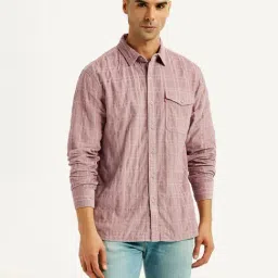 Levi's Mauve Cotton Slim Fit Checks Shirt-picture-28