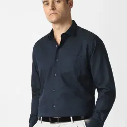 Van Heusen Navy Cotton Regular Fit Printed Formal Shirt image 3