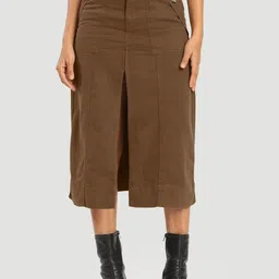 Bene Kleed Pure Cotton Straight Skirt With Front Slit image 3