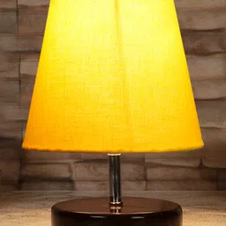 Devansh Cotton Round Brown Wood Table Lamp - Yellow-picture-22