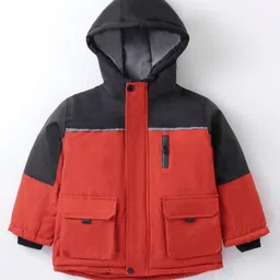 Kookie Kids Full Sleeves Solid Color Hooded Jacket - Dark Orange-image-88