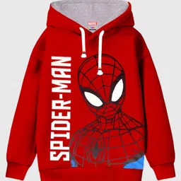 KUCHIPOO Fleece Full Sleeves Marvel Featuring Spider Man Printed Hoodie - Red-picture-13