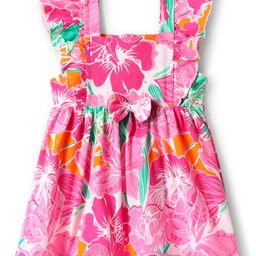 Babyhug Single Jersey Knit Sleeveless Frock with Floral Print & Bow Applique - Pink-picture-7