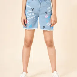 Coolsters by Pantaloons Too Cool To Care Text Printed Shorts - Light Blue-picture-11