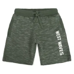 ALAN JONES Cotton Blend Knit West Waves Text Printed Shorts - Green-picture-38