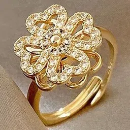 TheVineGirl Women Gold-Plated Cubic Zirconia-Studded Adjustable Finger Ring-picture-16