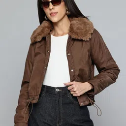 Fort Collins Faux Fur Neck Bomber Jacket-image-44