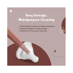Adore Laventine Premium 2 in 1 Bottle and Teat Cleaning Brush with Head Case (Pink) image 3