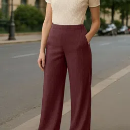 Moda Rapido Women Purple Lycra Solid Regular Trousers-image-63