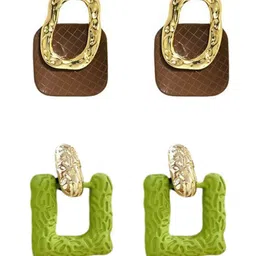 Krelin Set Of 2 Gold Plated Geometric Shaped Antique Drop Earrings image 3