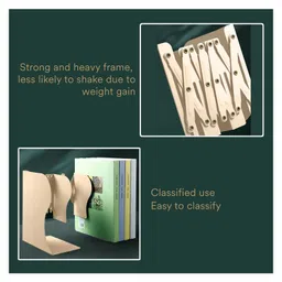 SYGA Bookends for Shelves, Book Organizer for Desk, Metal Bookends for Heavy Books, Book Holders for Shelves, Adjustable Decorative Bookends for Home Office(Beige) image 4
