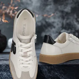 BAGATT Women Colourblocked Lace-Ups Round Toe Leather Sneakers-picture-23