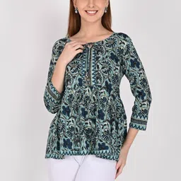 KALINI Floral Print Cotton Jaipuri Short Top-picture-43