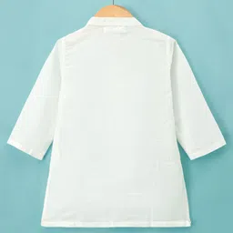 Babyhug Cotton Woven Full Sleeves Kurta Dhoti Set with Jacket & Aztec Design - White image 5