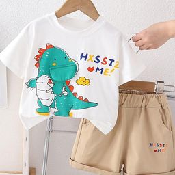 LULU & SKY Boys Printed Pure Cotton T-Shirt With Short-picture-2
