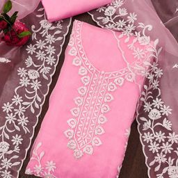 SAINOOR Floral Embroidered Organza Unstitched Dress Material-picture-29