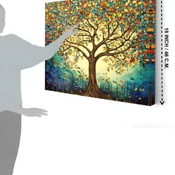 SAF Brown & Blue 1 Piece Canvas Floral and Botanical Wall Paintings image 2