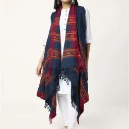 Rangmanch by Pantaloons Blue Embroidered Cape-image-16