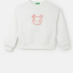 United Colors of Benetton Kids Cream Applique Full Sleeves Sweatshirt-image-0