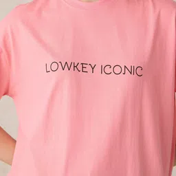 Outzidr Printed Round Neck Cotton Oversized T-shirt image 4