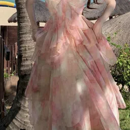 LULU & SKY Women Tie and Dye Dyed Layered Fit & Flare Dress image 3