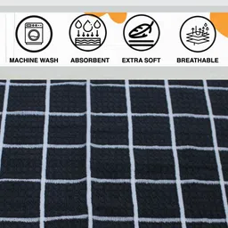 Aura 12-Pcs Blue & White Checked Pure Cotton Super Absorbent & Quick Dry Hand Towels image 4