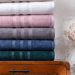 Feather & Spun Pure Snow Lavender Fragrance Antimicrobial Bamboo Cotton Bath Towel image 4