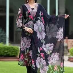 Ekta Textiles Women Paisley Embroidered Regular Thread Work Kurti with Pyjamas & With Dupatta-picture-26