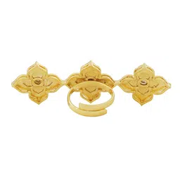 TEEJH Set Of 3 Gold-Plated Stones-Studded Finger Ring image 4