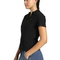 Puma Black Premium Essentials Regular Fit Ribbed Polo T-Shirt image 3