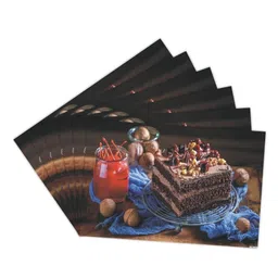 LooMantha Brown & Blue 6 Pieces Printed Rectangle Shaped Table Placemats image 2