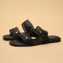 ERIDANI Women Embellished Synthetic Leather Open Toe Flats-image-20