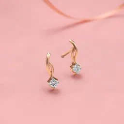 Mia by Tanishq 14 KT Yellow Gold Twisty Gleam Diamond Earrings - 0.98 g-picture-55