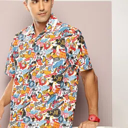 Kook N Keech Disney Printed Drop-Shoulder Sleeves Relaxed Fit Pure Cotton Casual Shirt-image-13
